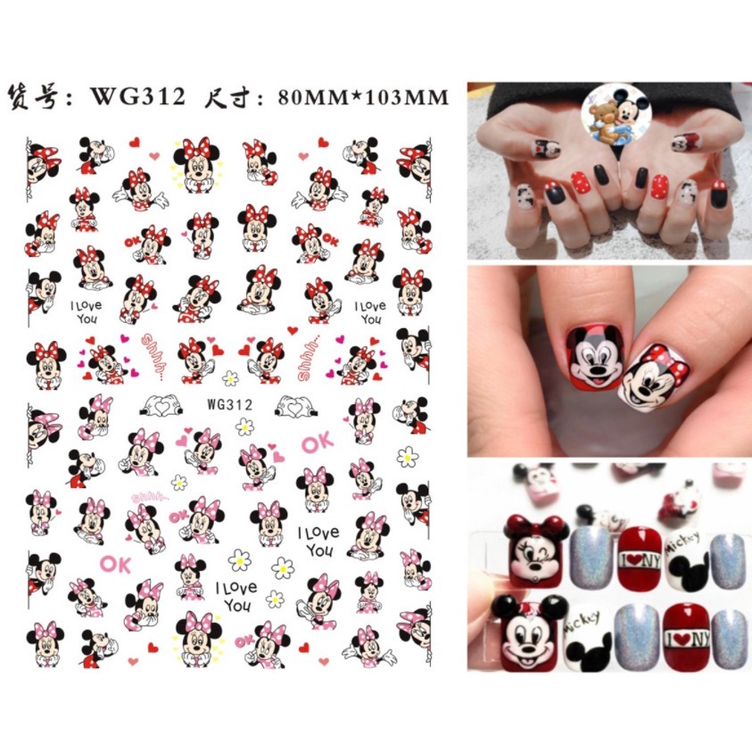 1 Lembar Stiker Kuku Mickey Mouse Motif Lucu dan Unik Murah Bagus