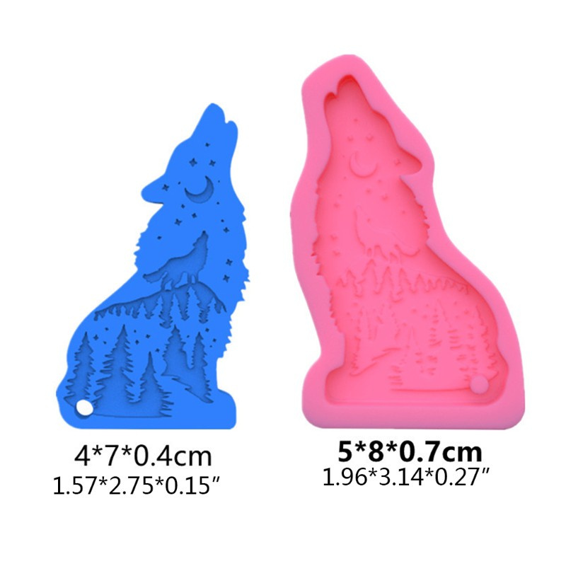 Glitter Shiny Wolf Keychain Epoxy Resin Mold Necklace Pendant Silicone Mould DIY Crafts Jewelry Decortaion Casting Tools