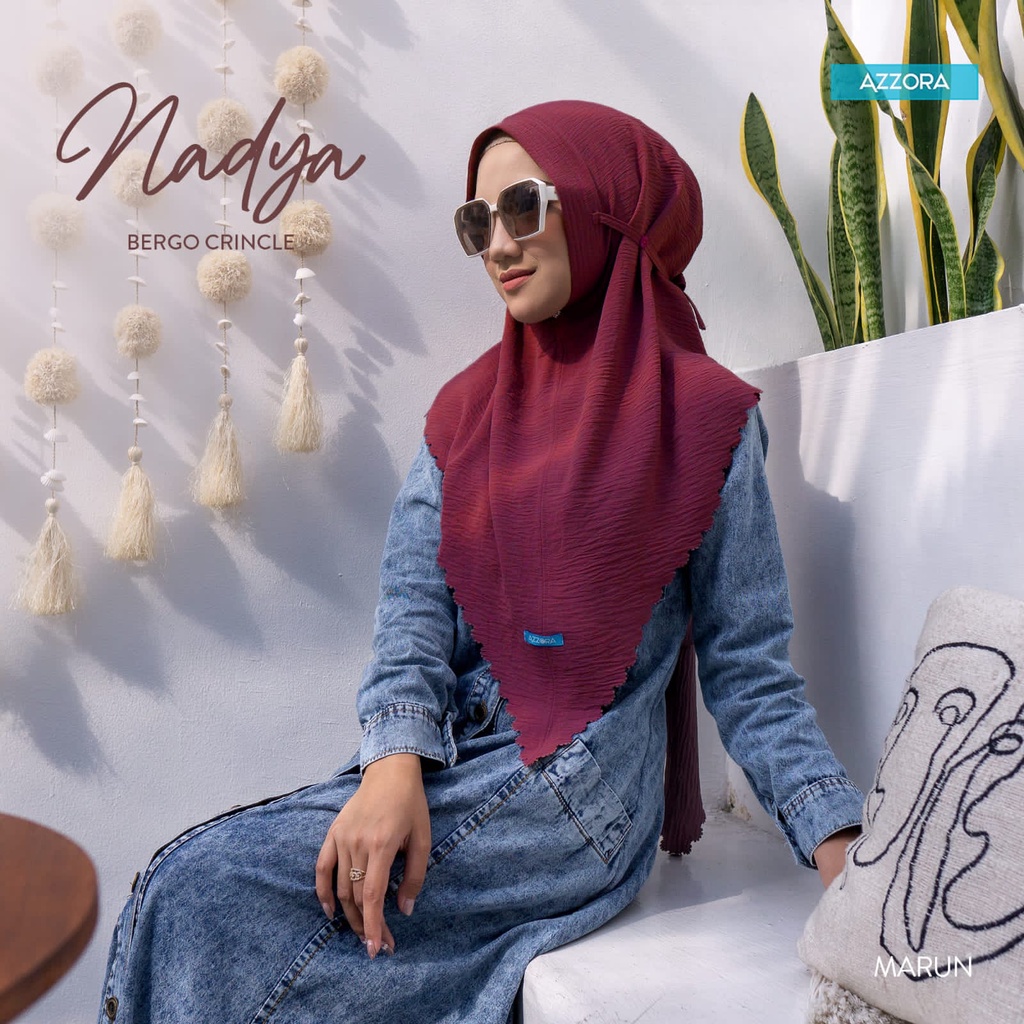 Jilbab Instan Bergo Nadya Nadia Ori Azzora-MAROON