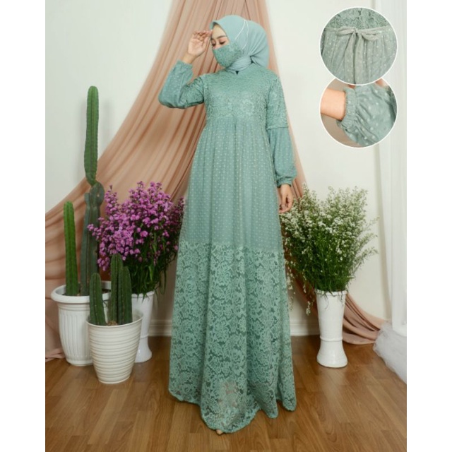 Dress Brukat Malika / Gamis Modern / Kebaya Brukat / Kebaya Pesta / Kebaya Modern / Kebaya Seragam