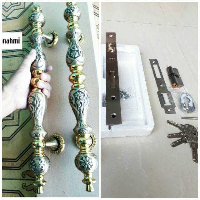 2 pcs handle kuningan ukir + 1 set lengkap bodypelor stainlis sus304