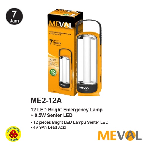 Emergency Lamp 12 LED + Senter ME2-12A Lampu Darurat Cahaya Putih