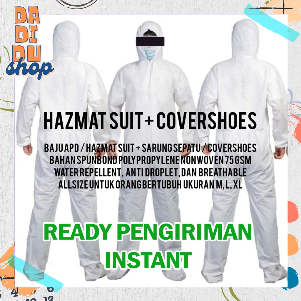 Baju APD Hazmat Bahan Spunbond 75gsm ASLI Standard Rumah Sakit APD Gown Waterproof Medis Steril