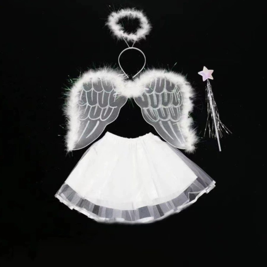 Kids Angel costume set Angel wing Headband 4in1 set kostum malaikat