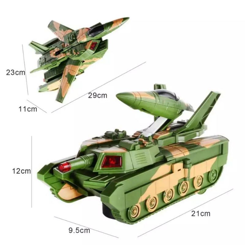 Mainan Mobil Anak 2 in 1 Army Aircraft And Tank Deformation Pesawat