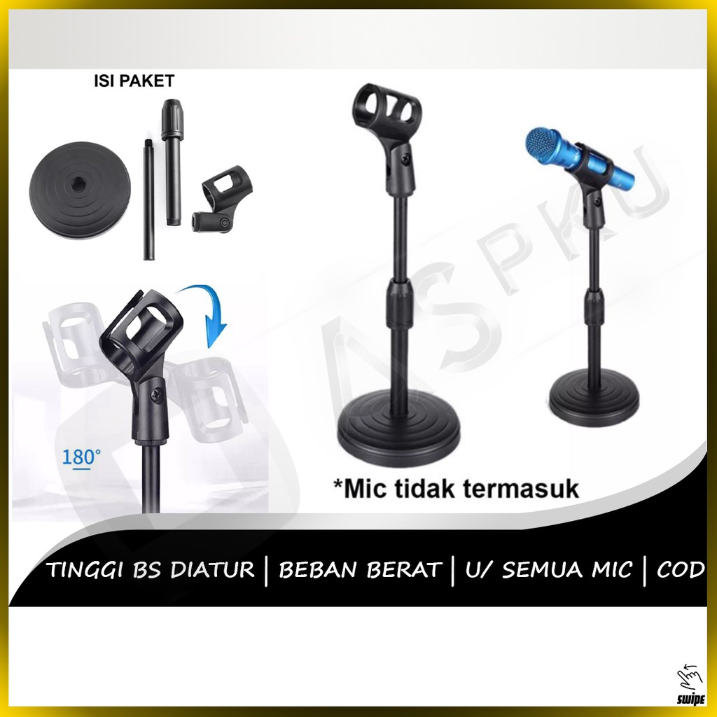 Stand Mic Meja Original Podium Mik Microphone Studio Panitia Hakim Rekaman Vlog Youtuber Konten
