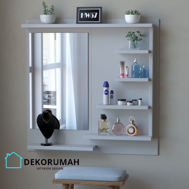 Rak make up gantung dinding susun kaca minimalis