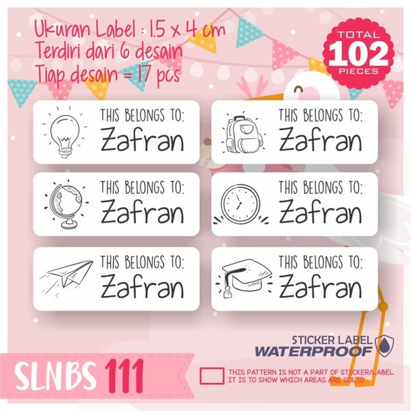 

Segera Beli SLNBS-111 stiker label nama anak kartun sticker anti air Limited