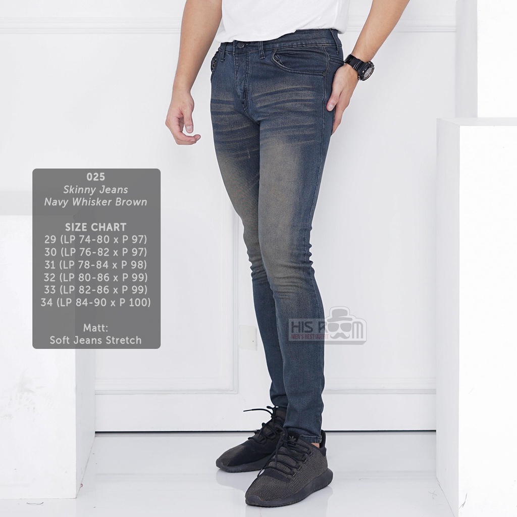 HSRM - 025 Skinny Jeans Whisker Pria Celana Jeans Pria Celana Panjang Jeans Premium Celana Jeans Cowok