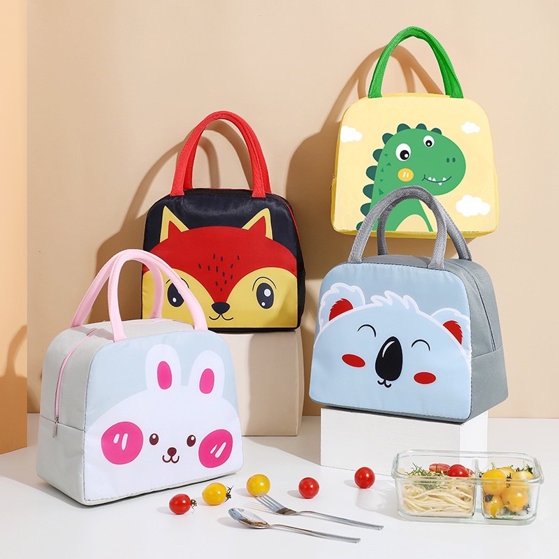 TAS BEKAL BENTO LUCU KARTUN KARAKTER TAS KOTAK MAKAN SIANG LUNCH BAG FOIL DALAM AWET PANAS DINGIN