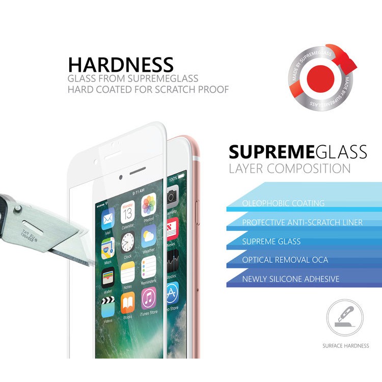 Tempered Glass Anti Gores AmazingThing iPhone 7 - Gloss White