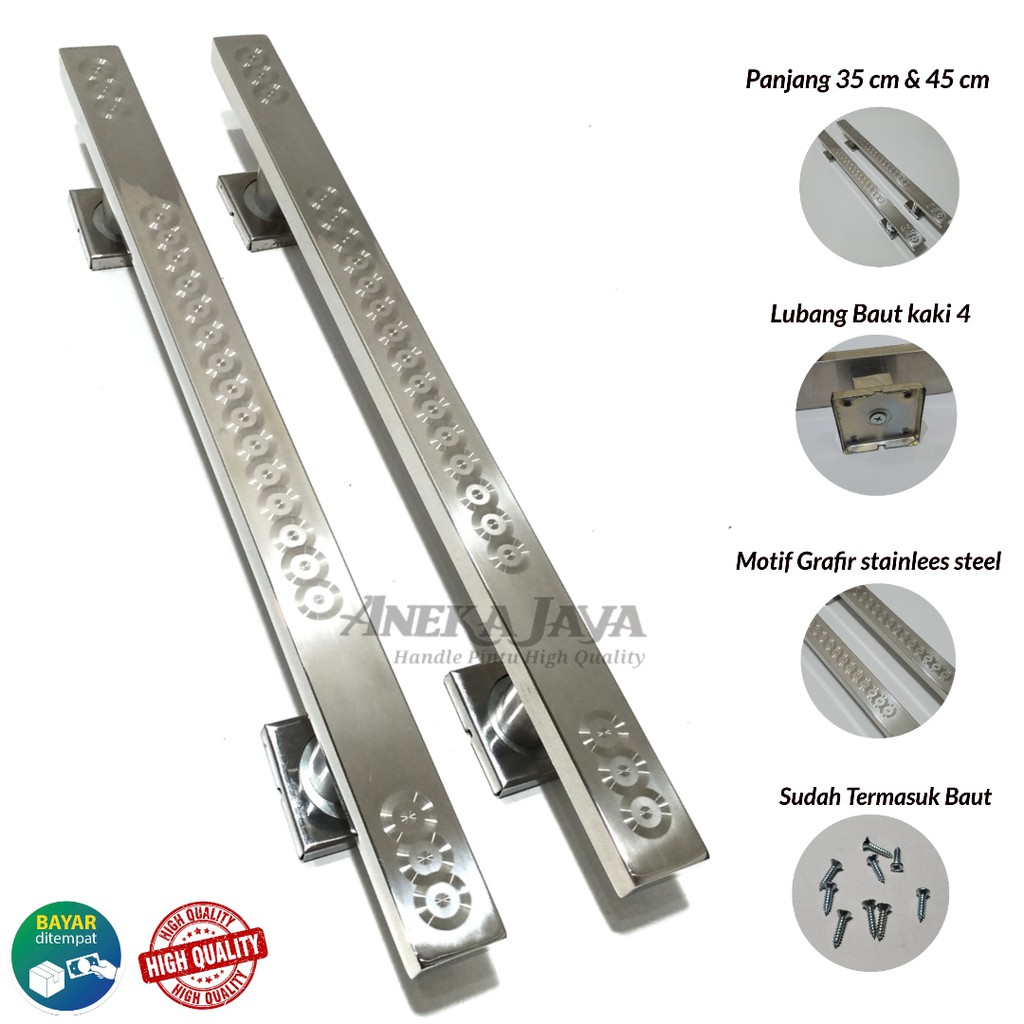 Satu set handle Kunci pintu rumah 33 cm 45 cm murah modern tarikan pintu stainless gagang pintu baru