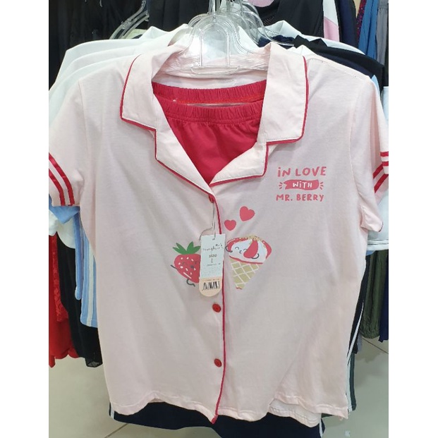 SALE BAJU TIDUR/PIYAMA IN LOVE BERRY YOUNG HEARTS