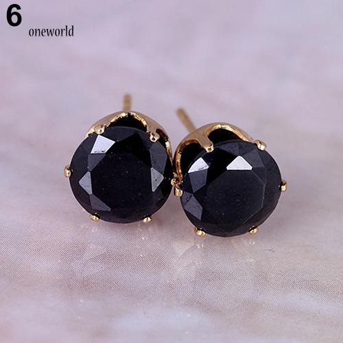 [ONE] Unisex Ear Studs Elegan Semua Pertandingan Cubic Zirconia Bulat Anting Indah Untuk Pacaran