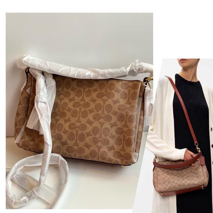 TAS SLEMPANG WANITA COACH SHAY SHOULDER BAG TAN RUST KU6163MH3