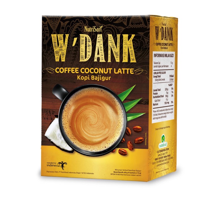 Nutrisari W Dank Coffee Coconut Latte 60 gr (4x15gr) Kopi Bajigur W’dank