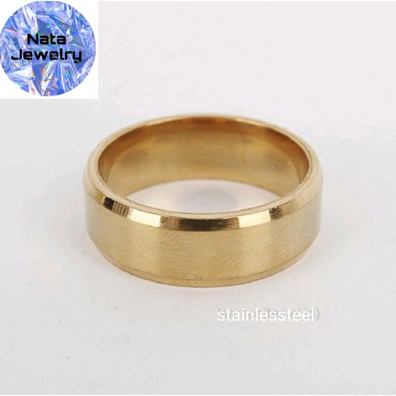 Cincin Titanium Polos Warna Hitam, Silver, Gold.