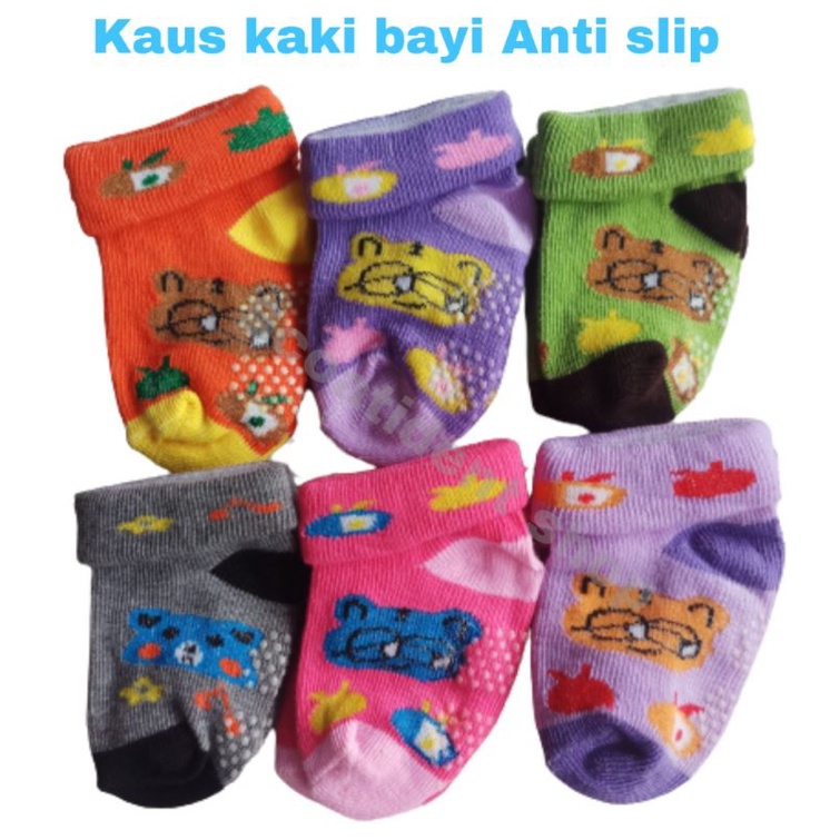 Kaos kaki bayi anti slip laki-laki/perempuan(0-6 bulan) 12 PASANG