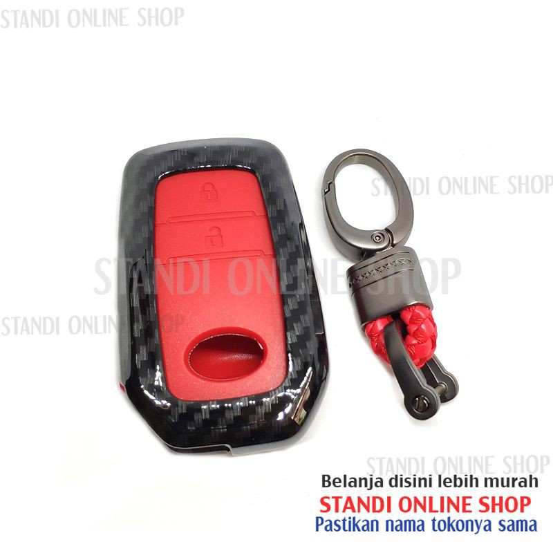 Cover Smartkey Sarung Kunci Toyota Innova Type Q Carbon Merah