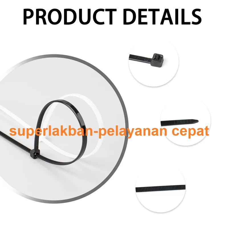 Kabel Ties Putih Hitam Cable Ties Kabel Tis Murah Kable Tis 3,6 mmX150mm 1 Pack Isi 100 pcs