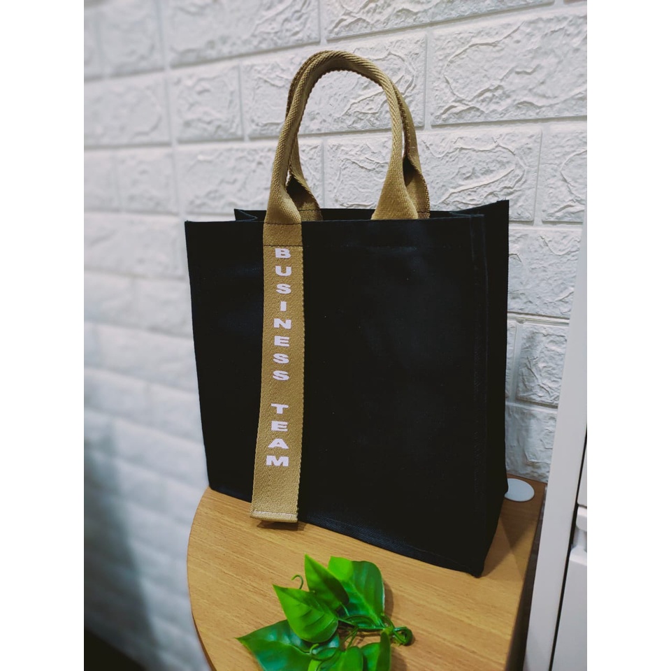 tote bag bahan tebal bahan kanvas waterproof size 25x10x25 cm polos bahan tebal