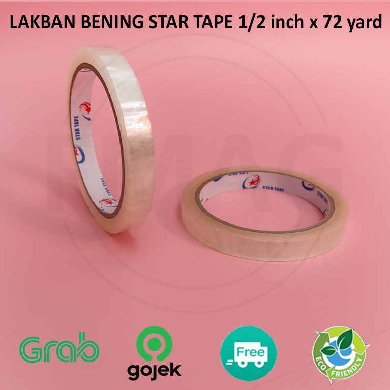 Lakban Star Tape / Lakban Bening 1/2 inch x 72 yard LBN101