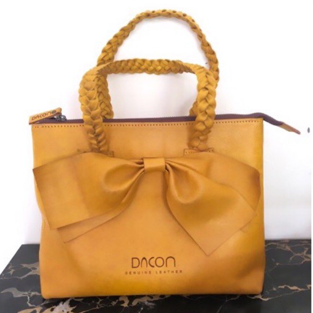Tas Kulit Kuning Mustard Dacon