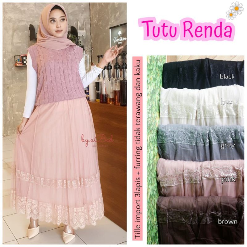 Tutu renda rok tutu wanita import lapis tile