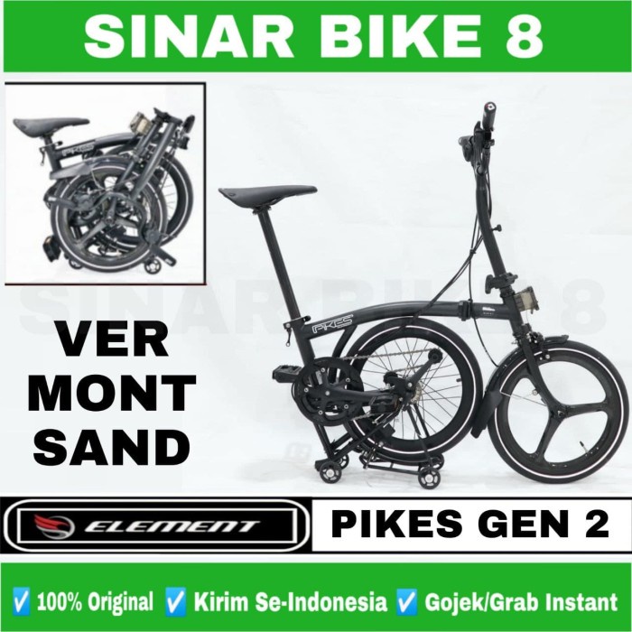 Sepeda Lipat Ukuran 16 Inch ELEMENT PIKES GEN 2 VERMONT SAND Velg Carbon + Koper