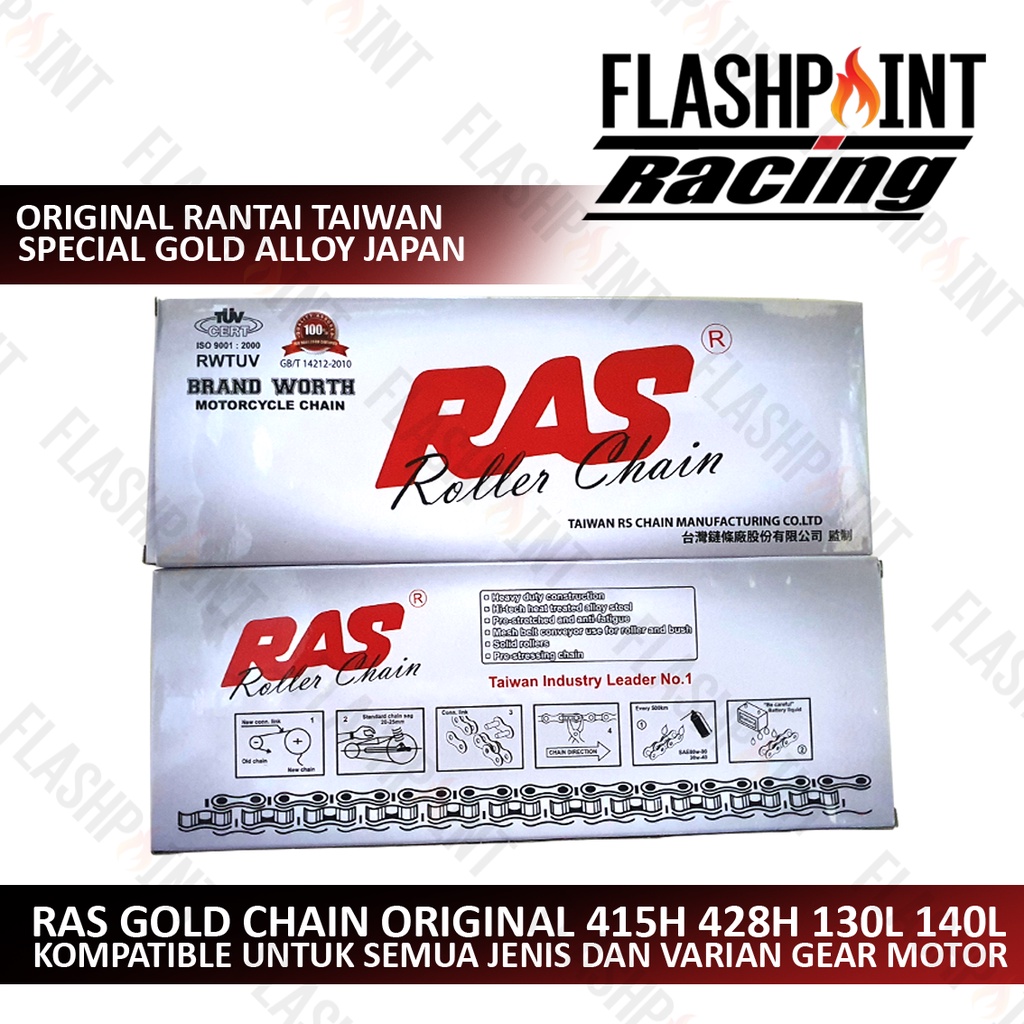 (BISA COD) RANTAI MOTOR ORIGINAL RAS TAIWAN CRAZO 428 415 428H 415H H 130L TEBAL 130 L 428 WARNA GOLD EMAS RANTE SSS TK TDR WILLWOOD GRADE A CHAIN