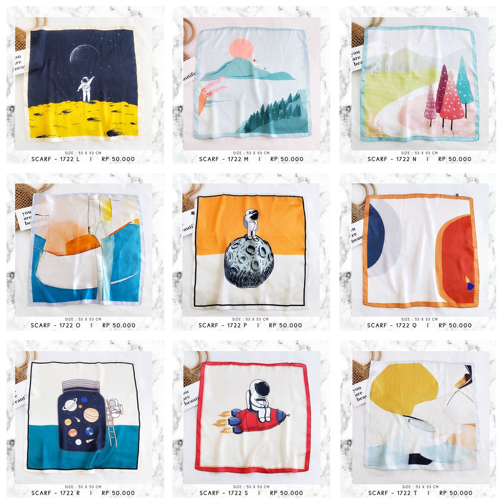SCARF / SYAL KOREA / NECK SCARF  (SIZE 53 X 53)-2