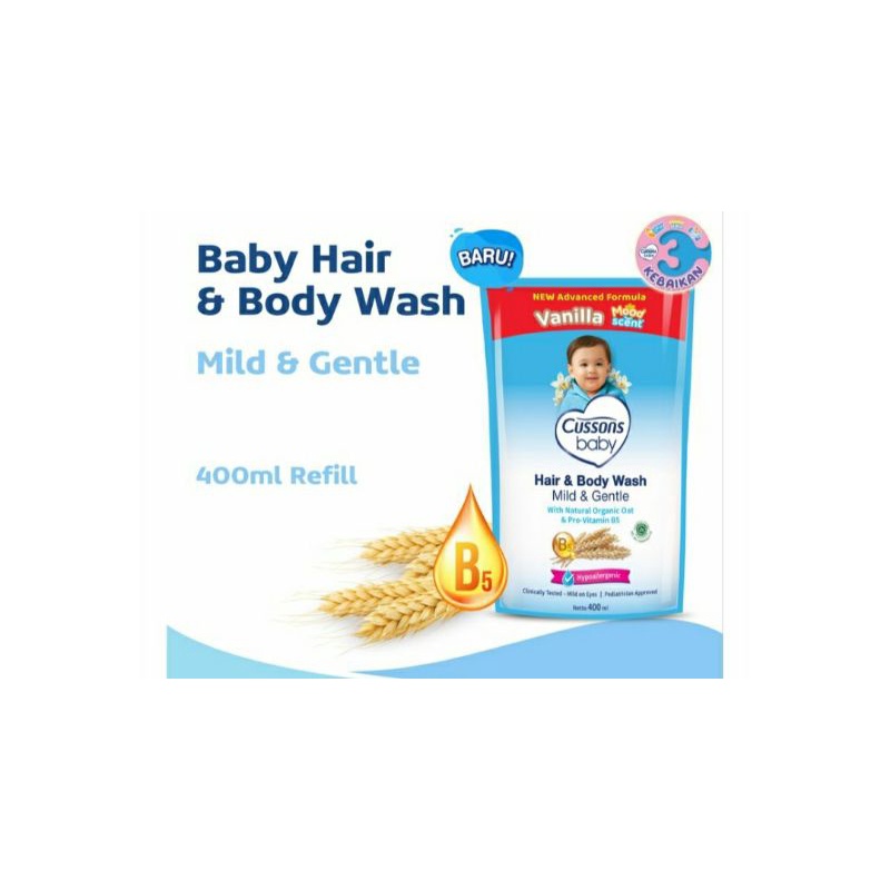 Cussons Baby Hair &amp; Body Wash Mild &amp; Gentle400MI