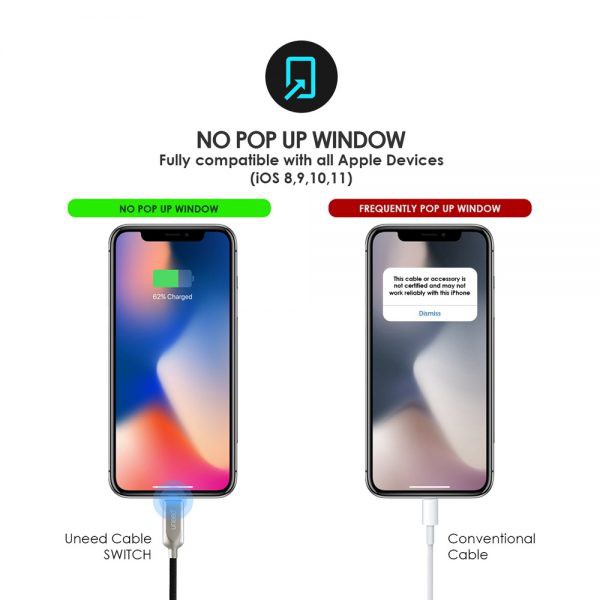 UNEED UCB21i SWITCH Kabel Auto Disconnect Lightning Support iOS 11 1M