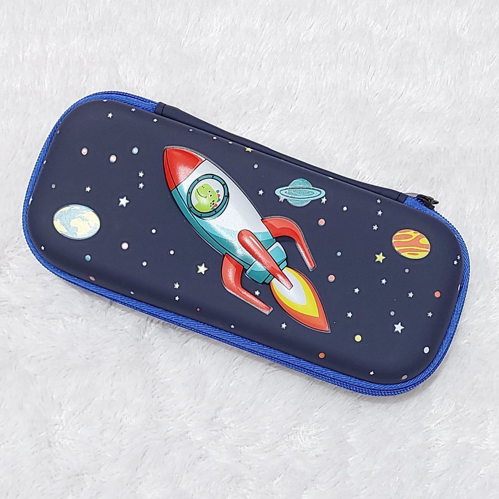 Tempat Pensil Anak 3D Timbul Kotak Pensil karakter Astronot Dinosaurus Rocket Lucu Anak paud kotak pensil import