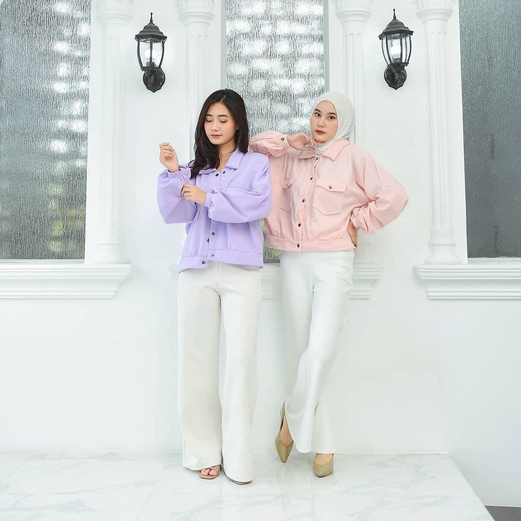 Olin button jaket atasan wanita