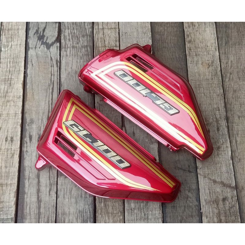 bok aki tutup aki tempong aki GL 100 warna merah motif set emblem