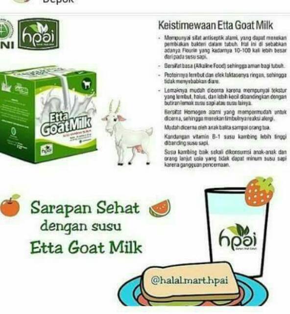 Etta Goat Milk Susu Kambing Halal Hpai Susu Sehat Shopee Indonesia