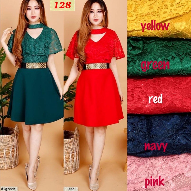 Kathryn collection # 128,  dres rok mekar scuba Import premium kombinasi brukat gliter free belt