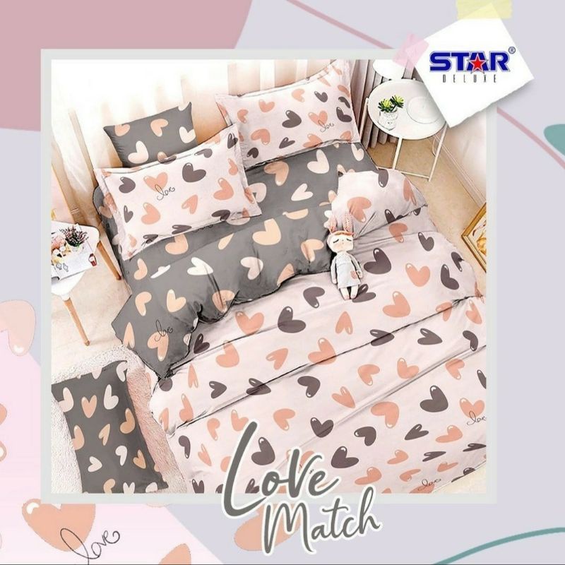 sprei katun lokal HomeMade*Star Motif Love Match*