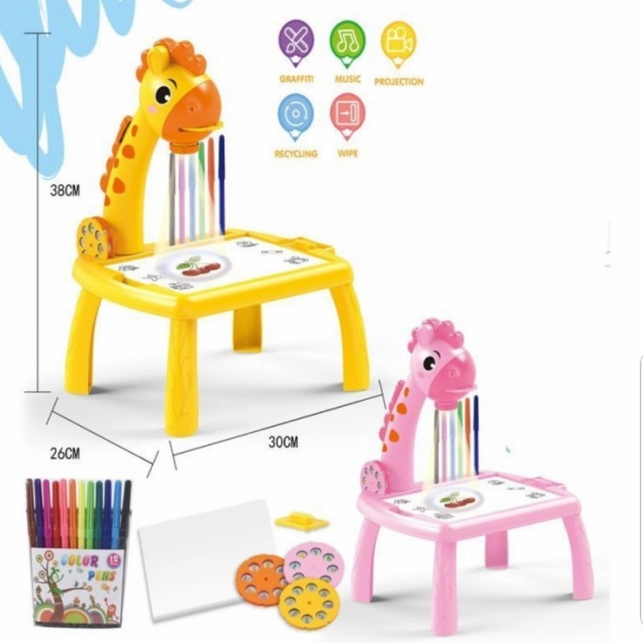 PROMO COD Mainan Edukasi Anak Peremuan Laki-laki  Edukasi Belajar Meja Gambar Proyektor Jerapah Giraffe Projector Table-Kado anak Belajar Menggambar Manulis Umur 3 4 5 6 Tahun