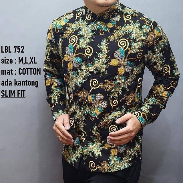 LBL 752 HEM KEMEJA BATIK PRIA SLIM FIT LENGAN PANJANG LUIGI BATANI