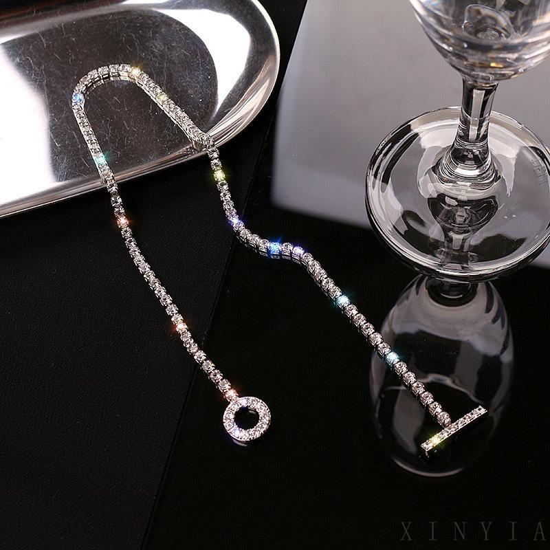 【COD】Kalung Rantai Klavikula Hias Liontin Kristal Berlian Bahan S925 Silver Gold Gaya Korea Untuk Wanita