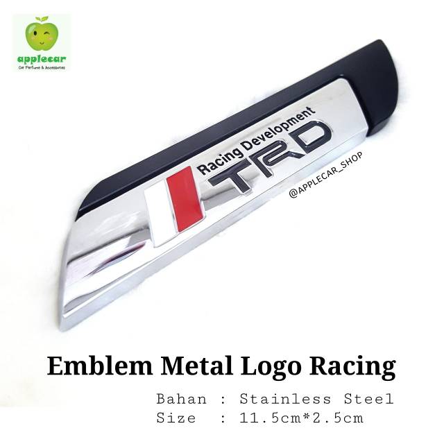 Emblem Stiker Tempelan Metal 3D TRD Silver-hitam