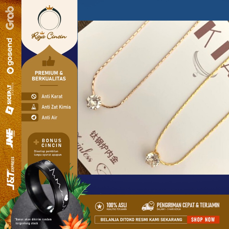 Kalung Titanium Wanita Anti Karat Asli Artis Nagita Cewek Korea Premium Mewah 0005D1