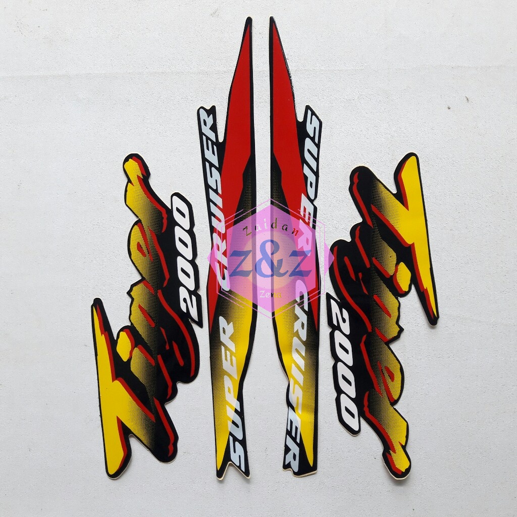 STIKER LIS STRIPING STICKER BODY MOTOR HONDA TIGER 2000 FULL HITAM KUNING FULL SET