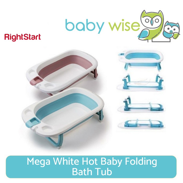 Right Start Mega White Hot Baby Folding Bath Tub Foldable Portable Bathtub + Plug Heat Sensor - Alas