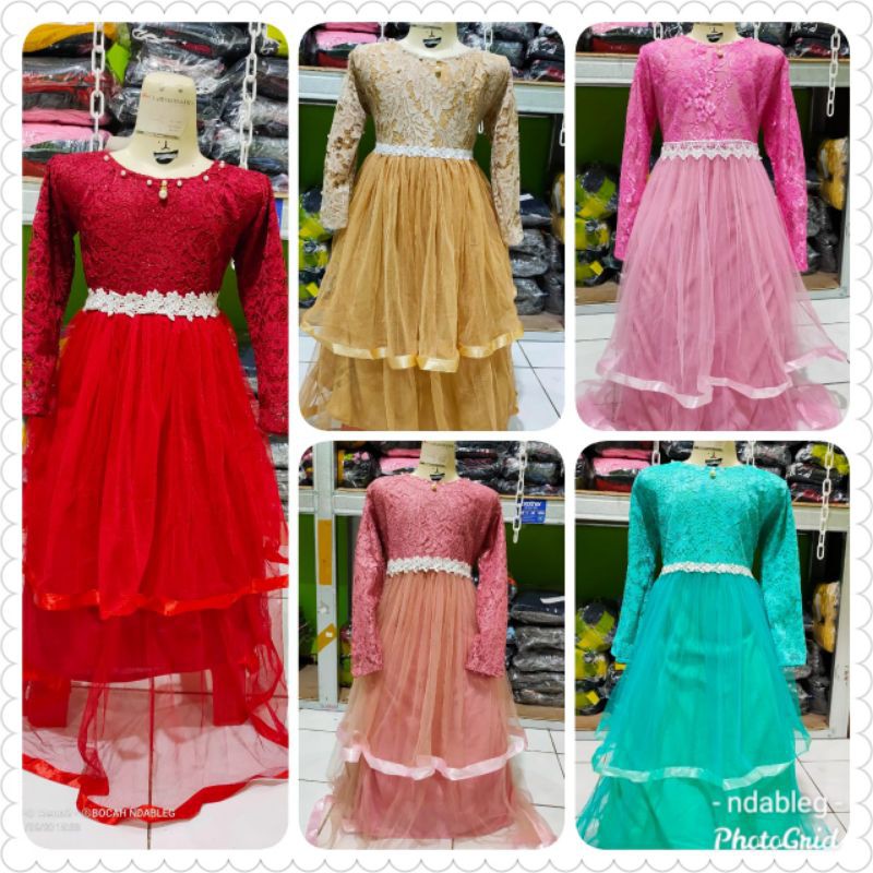 gamis brukat anak cantik size 1-6tahun dress brukat anak gamis brukat anak perempuan baju pesta anak