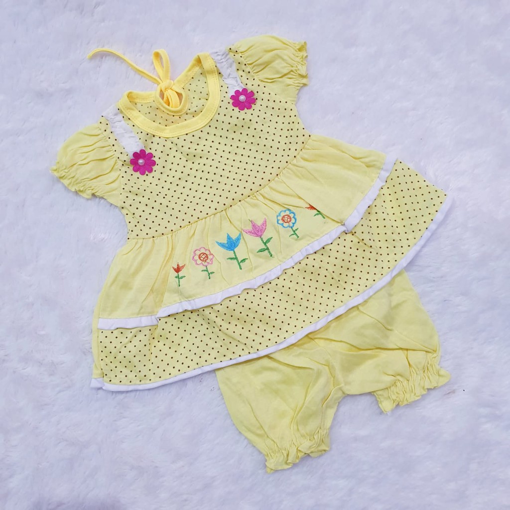 setelan dress bayi umur 0 - 12 bulan dress anak lucu / set pakaian bayi / baju bayi