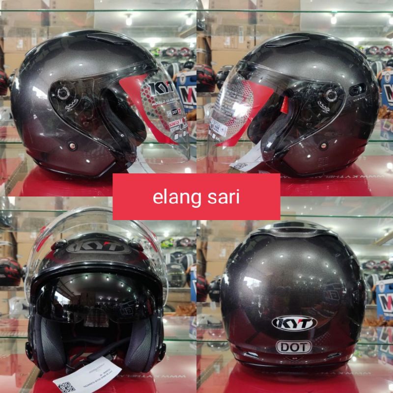 HELM KYT DJ MAXI GUNMETAL_HELM HALF FACE KYT DOUBLE VISOR