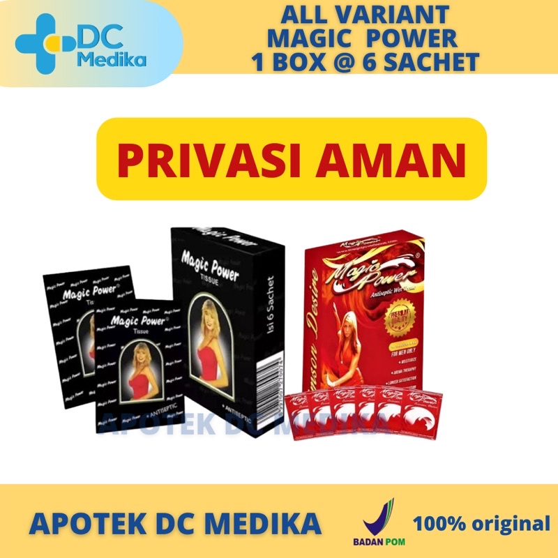 Magic Power / 6 sachet / Tissue Magic / Tisu Magic / Magicpower / Hitam / Merah / Tahan Lama / Man / Pria Dewasa